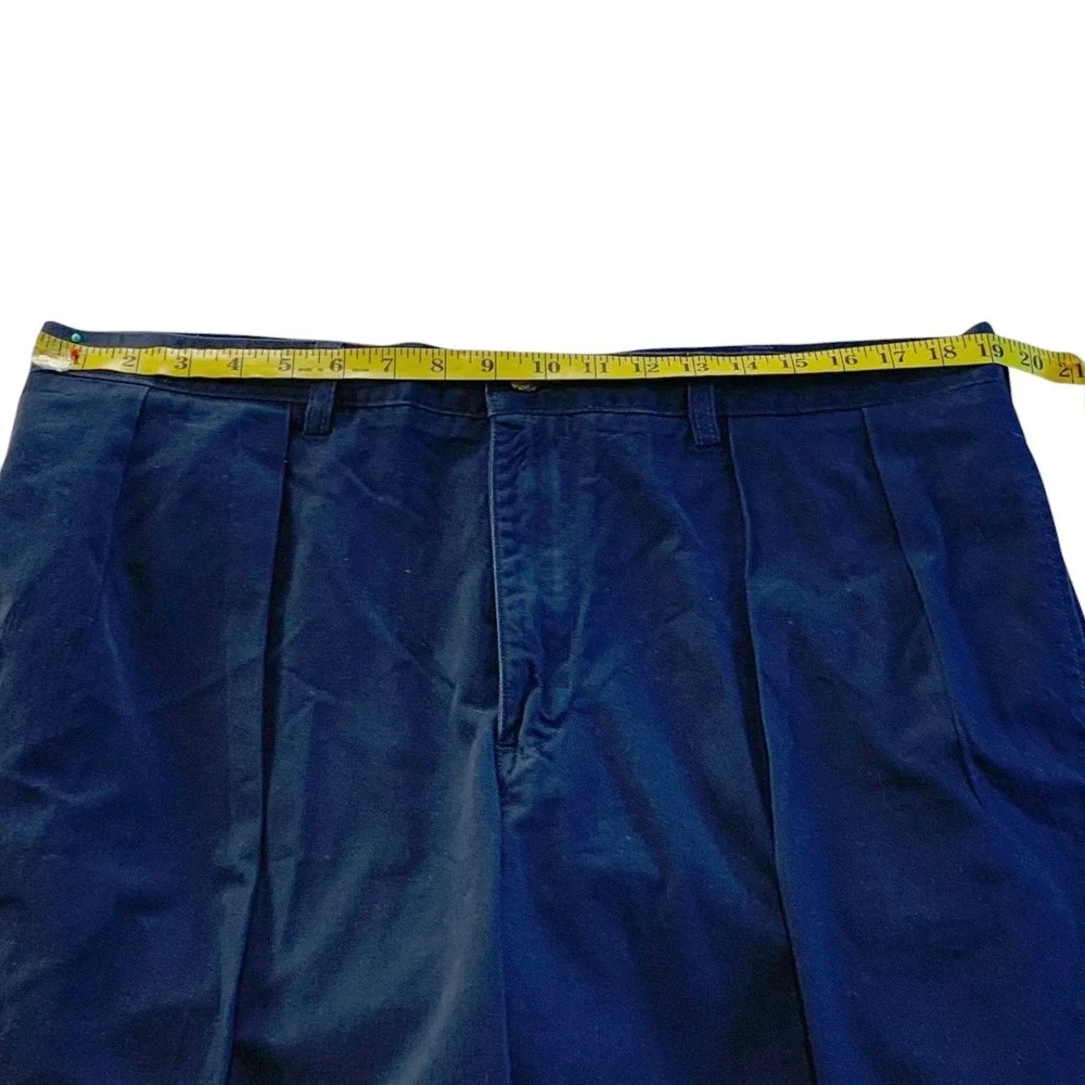 Polo Ralph Lauren Tyler Short Mens 38 Navy Blue Pleated Chino Preppy Classic Dad